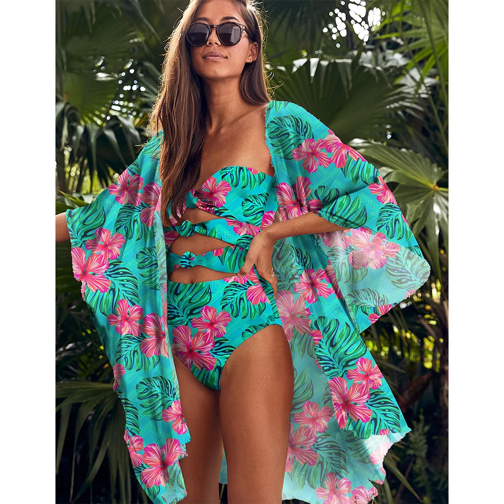 

Beach Wear Print Bikini Swimwear Women Wrap Skirt Swimsuit High Waist 2020 Cover Up Sexy Sarong plage Beach Wear Bathing Suit