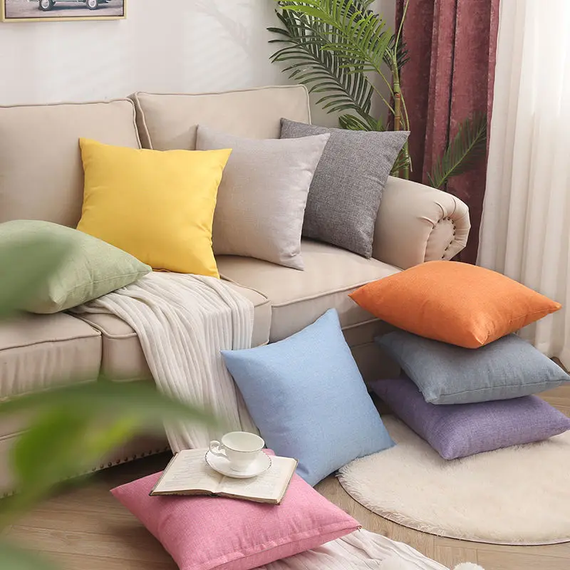 

45*45 Square Solid Color Simple Large Cushion Cover Office Bedroom Living Room Sofa Car Yellow Throw Pillow Cover Wholesale