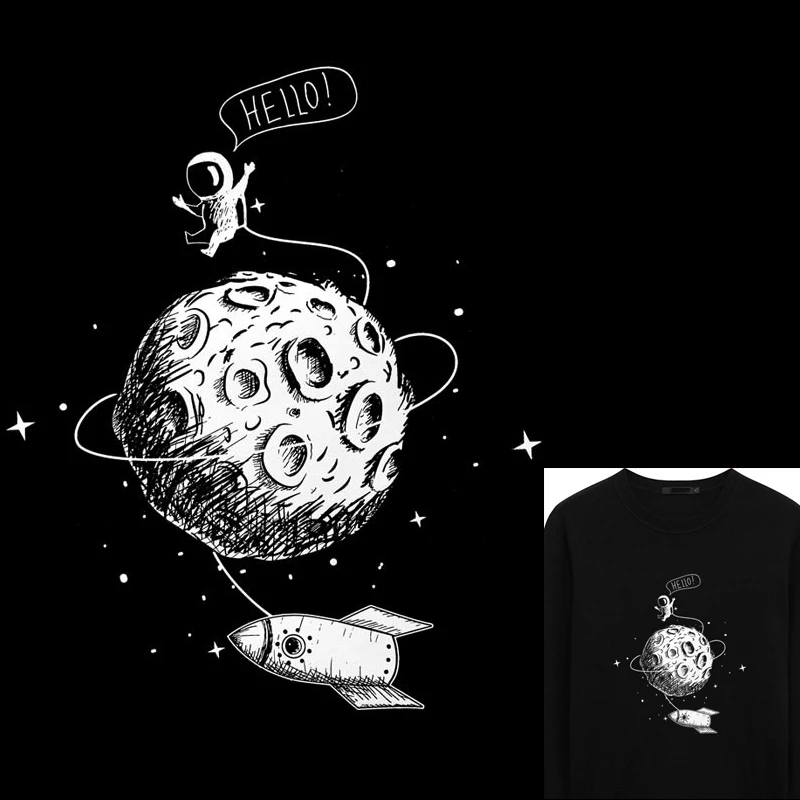 Луна завод железа на передачи теплопередачи ПВХ патч для одежды космонавта тепла