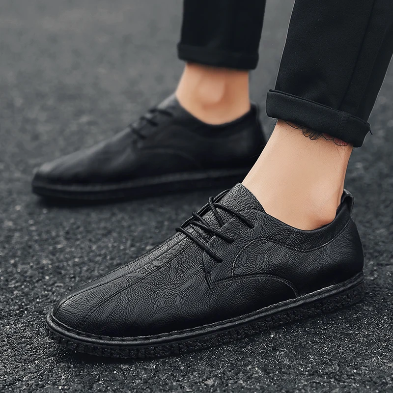 Classic Man casual Shoes Leather Business shoes Mens outdoor fashion Black Lightweight Oxford breathable men | Обувь