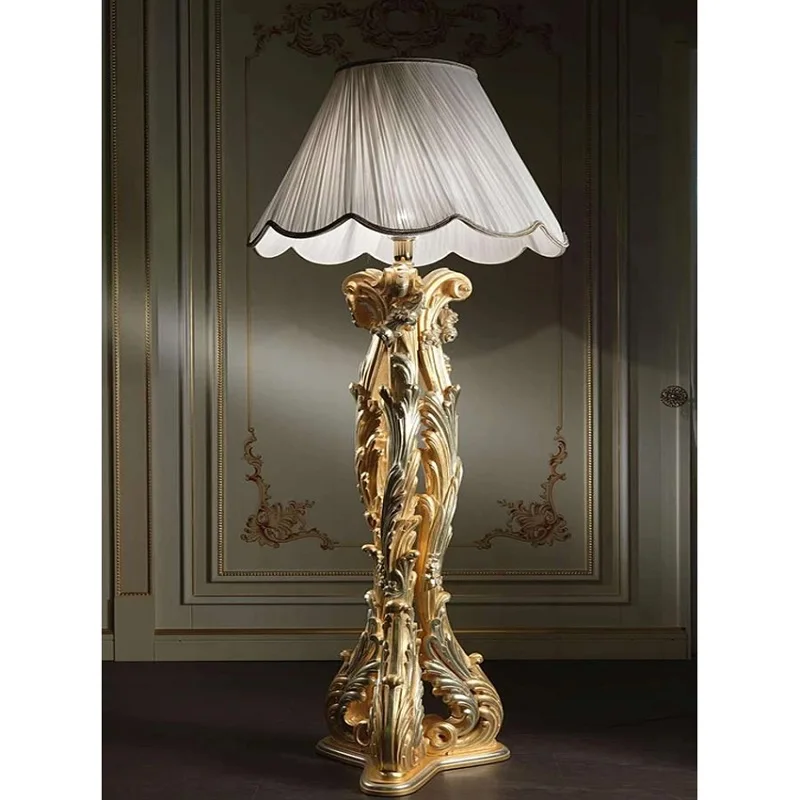 Роскошный напольный ретро-светильник в европейском стиле с деревянной резьбой