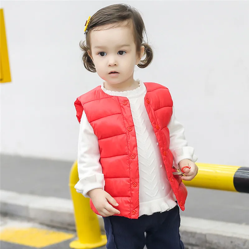 Детский жилет для маленьких девочек и мальчиков Однотонный в полоску теплый