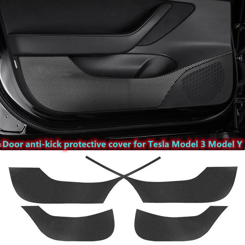 Carbon Fiber Auto Tür Anti Kick Film Handschuh Box Seite Rand Schutzhülle Pad Auto Aufkleber Abdeckung Für Tesla Modell 3 modell Y