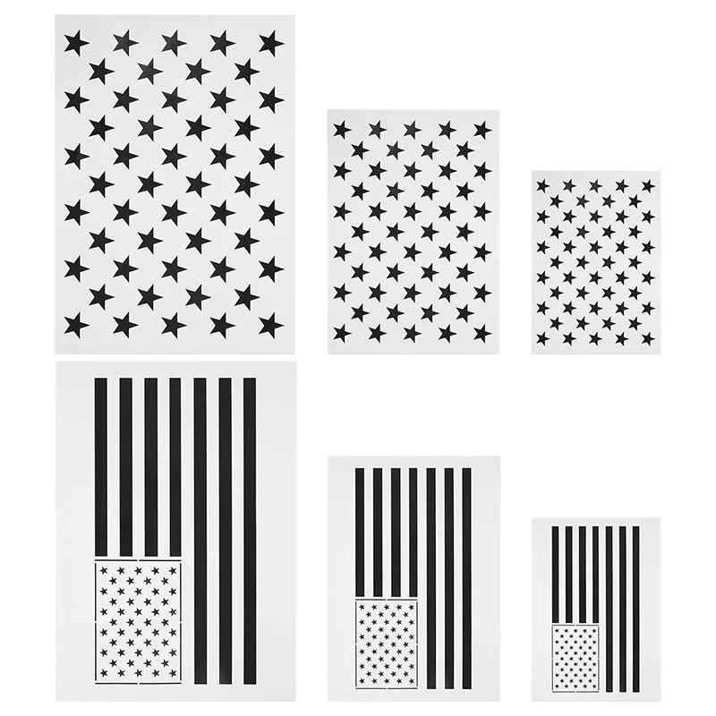 6Pcs Star Stencil 50 Stars American Flag Template for Painting on Fabric Paper Wood Wall Multiple Use | Канцтовары для офиса и