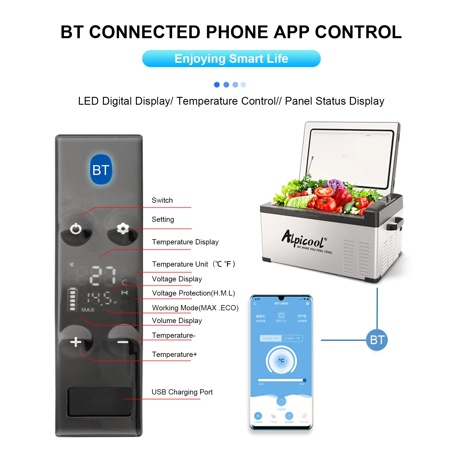 

15L Portable Freezer Fridge 12V 24V 220V Cooler for Vehicle Car Truck Van RV Outdoor Camping Picnic