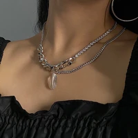new goth punk transparent water drop pendant necklace for women korean fashion multi layer chains choker necklace jewelry