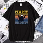 Забавная летняя крутая футболка с изображением кошки, ПЕВА, мадафакаса, кавайная аниме футболка с рукавом до локтя, брендовые футболки с принтом, Мужская черная футболка в стиле Харадзюку
