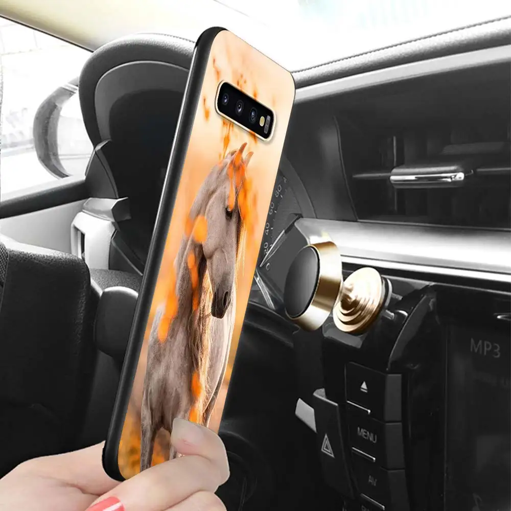 

Soft Cover Case for Samsung Galaxy S20 FE S10 S9 S8 10 Lite S10e S20 Ultra Plus 5G Phone Black Coque Sand Painting Horse