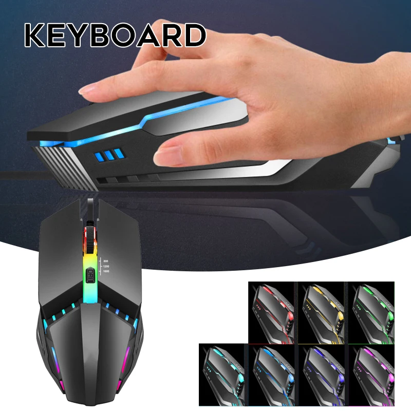 Wired Gaming Mouse 800/1200/1600 DPI Adjustable Ergonomic Mouse with Backlight Sweatproof for PC Gamers Office Mouse H-best