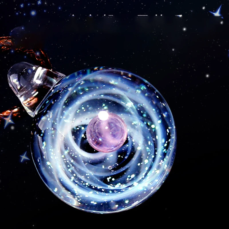 Блестящая Вселенная стеклянная бусина подвеска с планетами ожерелье галактика