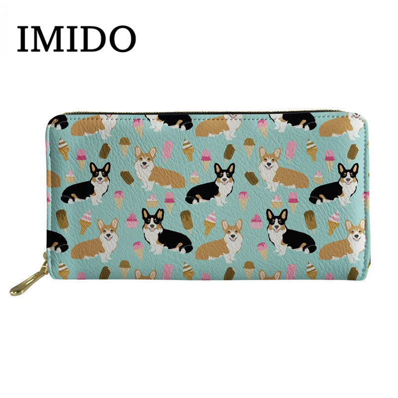 Длинный кошелек Corgis Dog с мультяшным принтом сумка для телефона на молнии карт