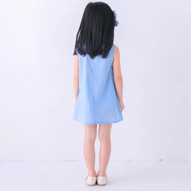 Cotton and Linen Summer 0-5Y Girls Cheongsam Tang Suit Cute Children Sleeveless Solid Color Comfortable Princess Dress | Детская одежда