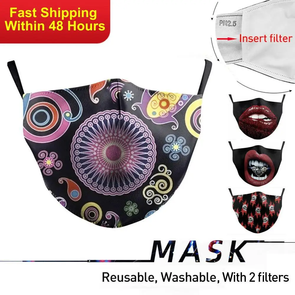 

Zawaland Adults Beautiful Red Lips Print Sexy Face Masks Reusable Washable Anti-Fog Haze Dust PM2.5 With Filter Mouth-muffle