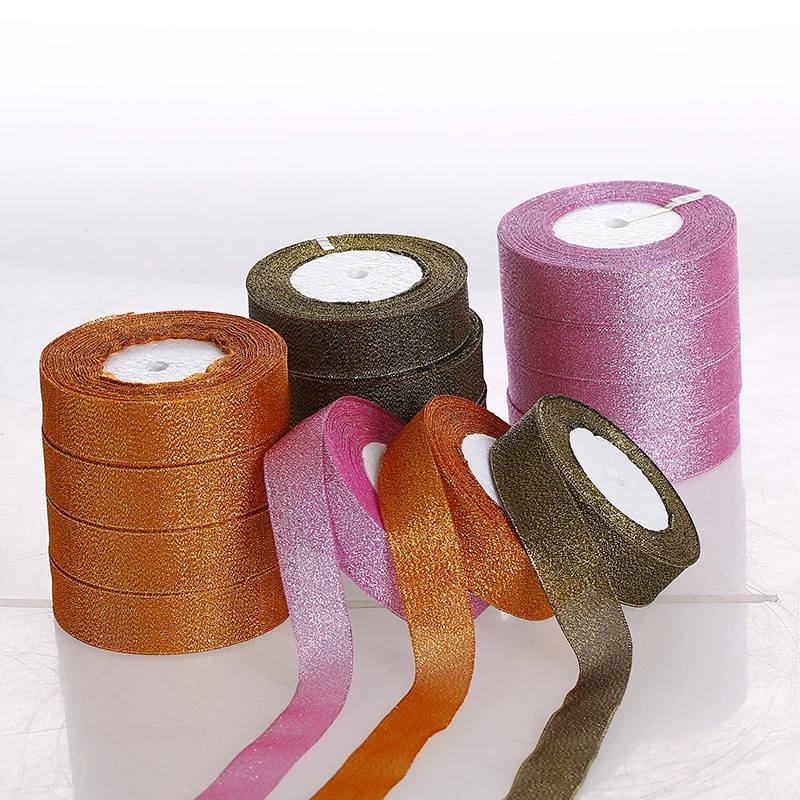 

5 Meters Gold silver Ribbon Windding Christmas Party Decorations crystal colorful Satin Ribbon Handmade Bow Carft Gift Wrapping