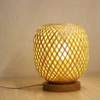 modern art table lamps bamboo lampshade bedroom bedside lamp stand for study living room indoor lighting e27