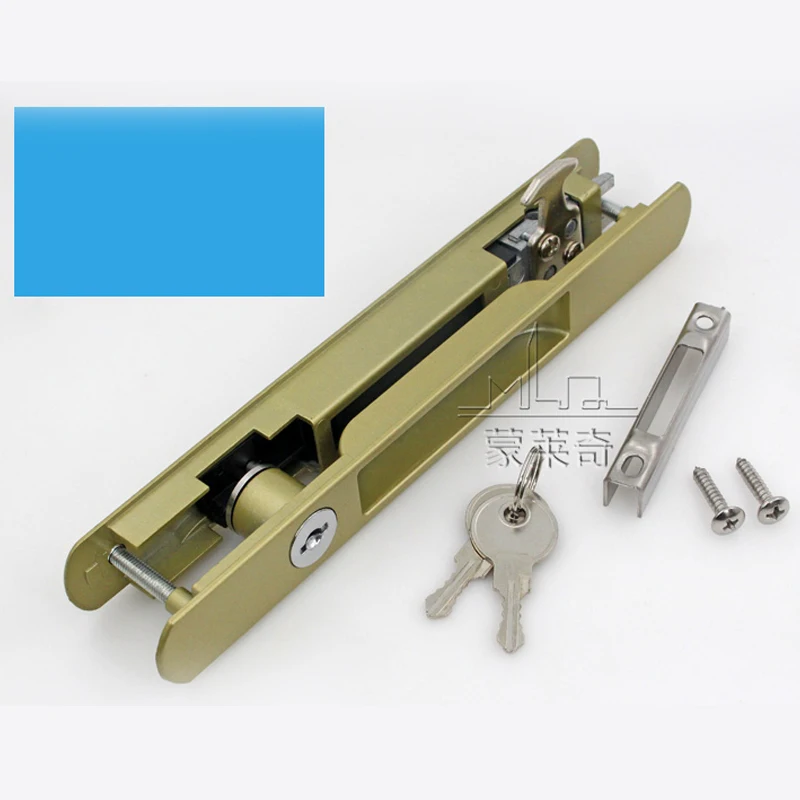 

New 90 Type sliding window lock 2 keys interior room hanging sliding door embedded lock hook invisible move window lockset