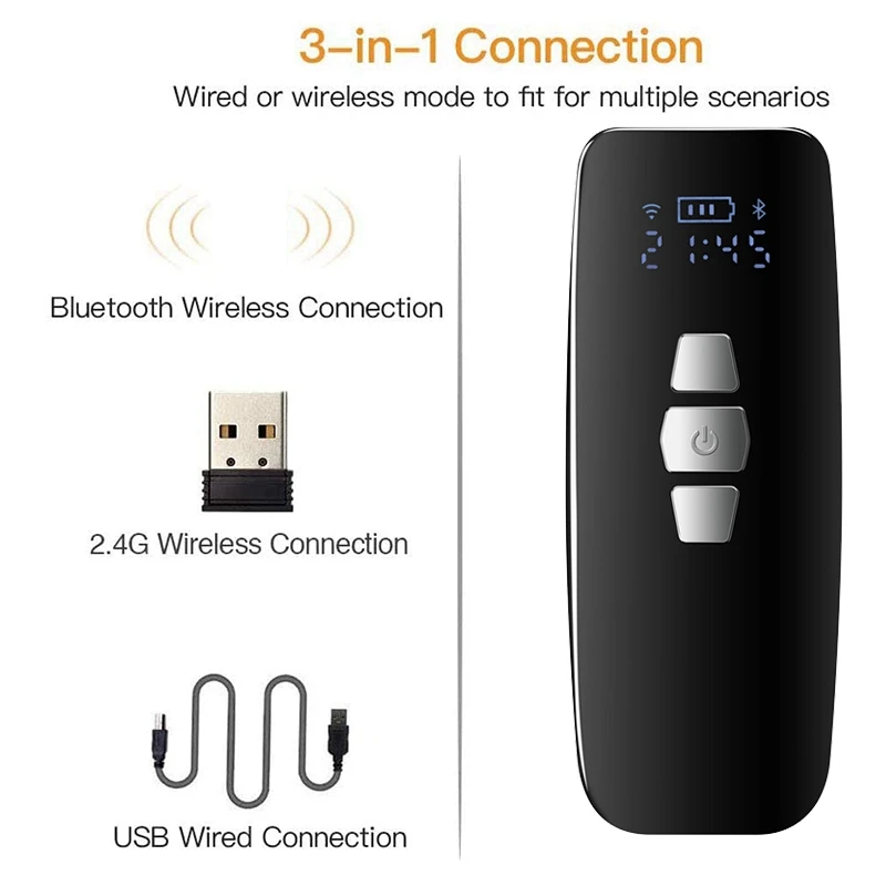 Сканер штрих кода 1D 2D QR PDF417 со кодом USB проводной/Bluetooth/2 4G беспроводной для iPad iPhone