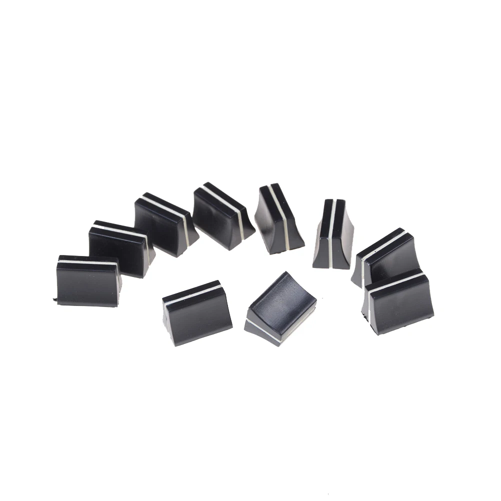 

10pcs Slide Potentiometer Mixer Fader Knob 19mmLx12mmW for 4mm Shaft WF Switch Cap Black