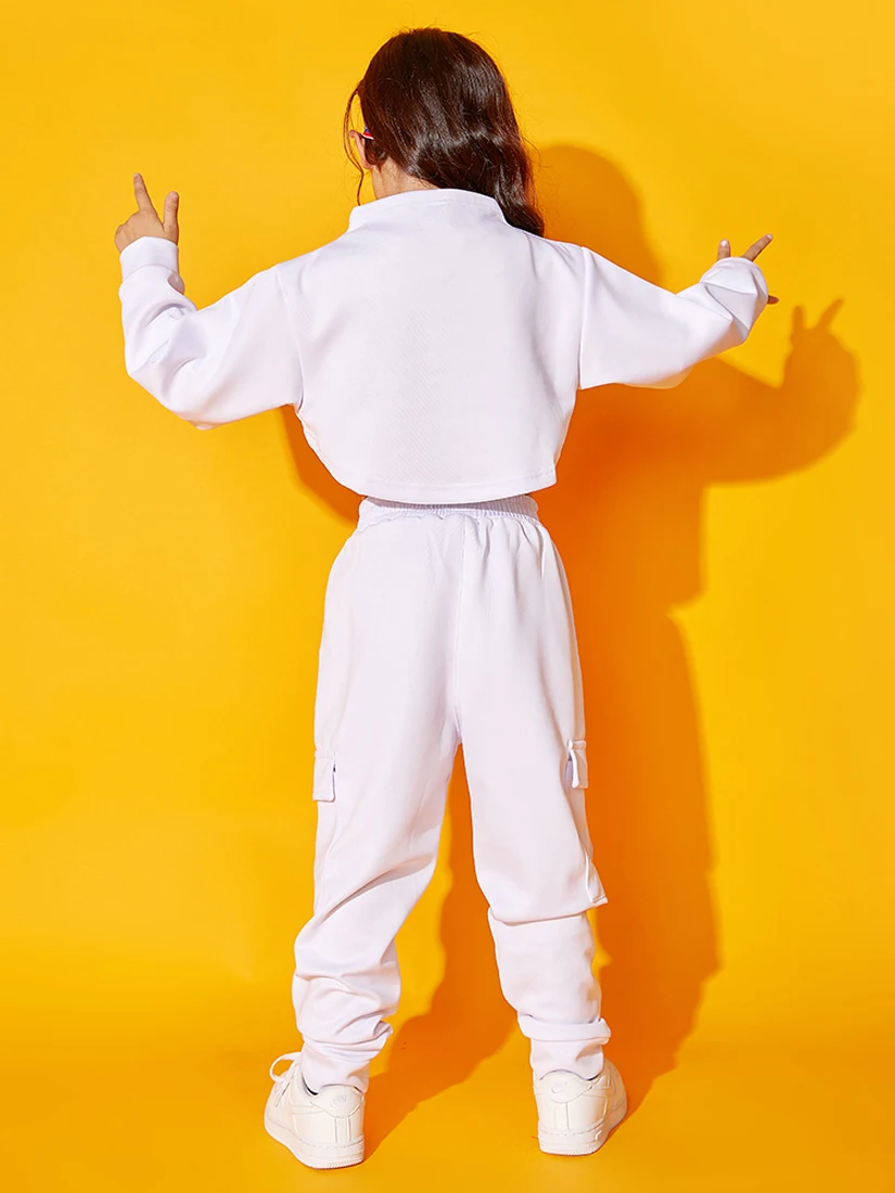 

Lolanta 4-14 Years Girls Hip Hop Stree Dance Clothes Kids White Crop Tops / Green Vest Or Loose Jopping Pants Casual Daily Wear
