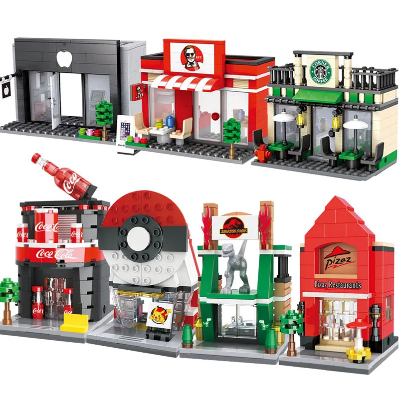 Создатель город мини улица Apple Макдональд KFCE Кафе Магазин Миниатюрная модель