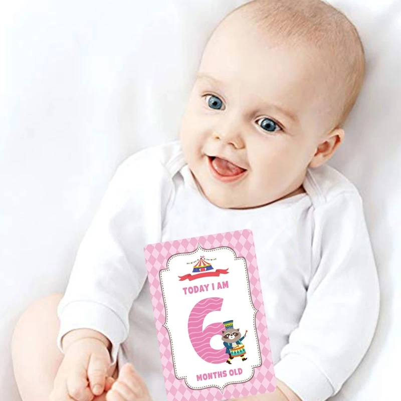 

12 Pcs Month Card Baby Monthly Newborn Milestone Photo Sharing Cards Gift Set Fu