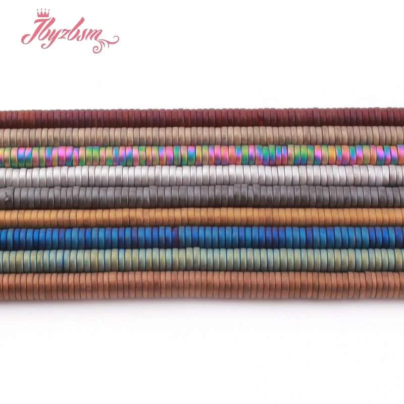 1x4mm Natural Hematite Bead Forst Rondelle Button Loose Stone Beads For Jewelry Making DIY Necklace Bracelet Spacer Strand 15&quot |