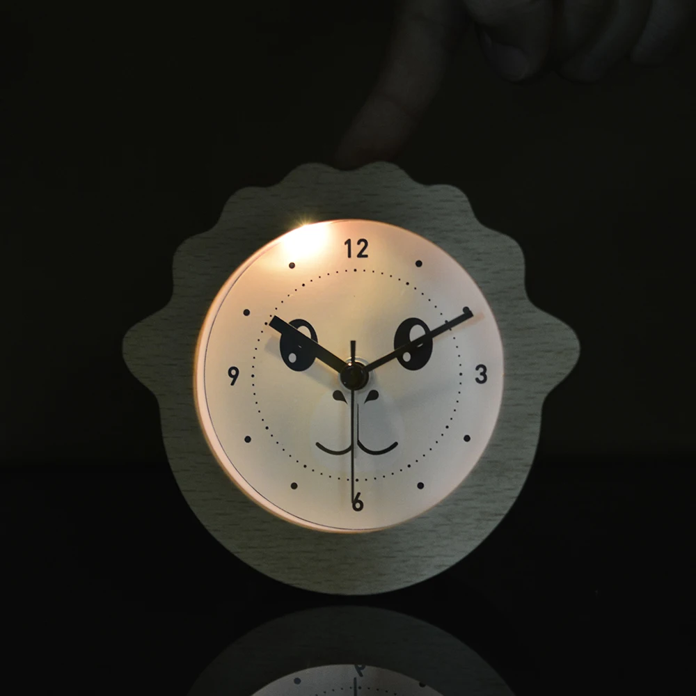 

FiBiSonic Chinese Zodiac Aries Animal Goat Wooden Clocks Snooze Night Light Alarm Clock Needle Desktop Table Clocks