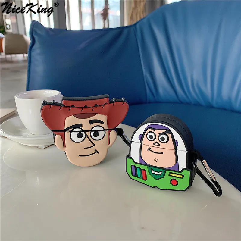 3D милая игрушка история Базз Вуди Лайтер головной убор чехол для Apple Airpods 1 2 Силиконовый Мультфильм защитный чехол для Earpods чехол