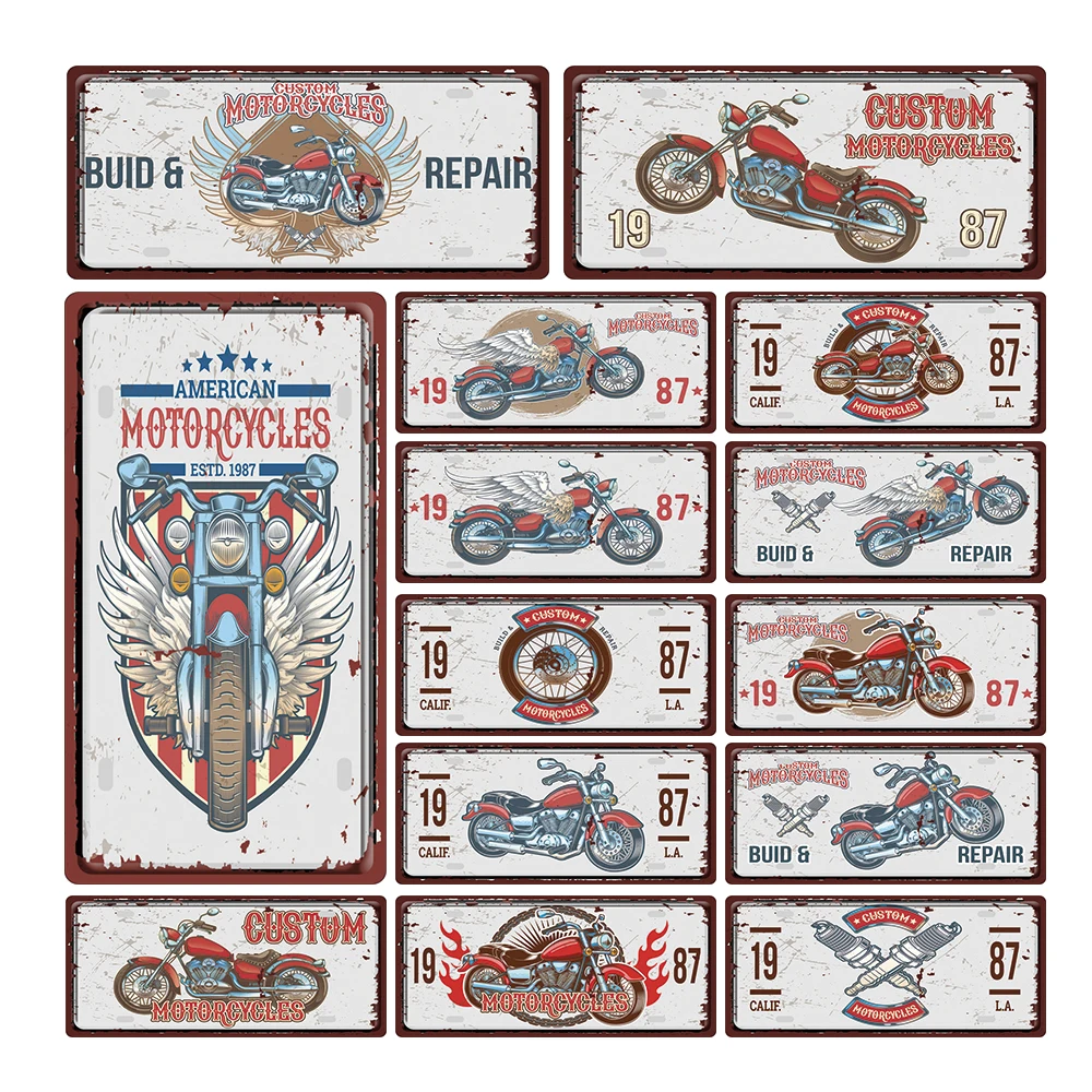 

Мотоцикл номерной знак номерного знака автомобиля металлическая табличка Винтаж из металла наклейки в ретро стиле для искусства стены мет...