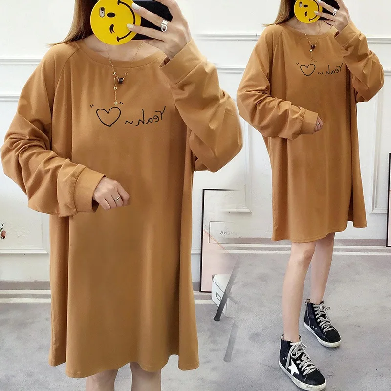 Женское Хлопковое платье с длинным рукавом свободное тонкое нижнее белье