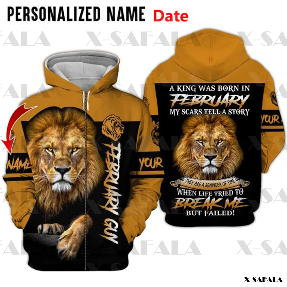 

Personalized Name Birthday Date Thick Amazing Apparel Gifts To Men Son Lion King Printed Zipper Hoodie Pullover Outwear