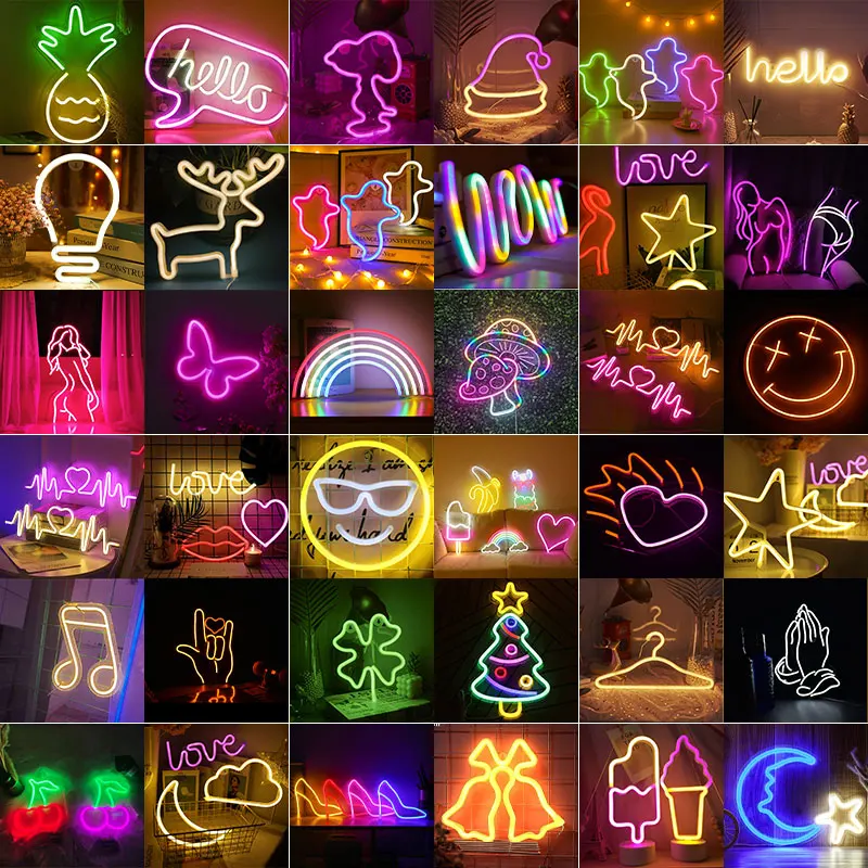 

81 Styles LED Neon Night Light Sign Wall Art Sign Night Lamp Birthday Creativity Gift Party Wall Hanging Neon Lamp Home Decor