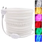 14 мм неоновая полоса 220 в ЕС IP67 водонепроницаемая 120 светодиодовм 2835 белый розовый зеленый синий желтый красный гибкая лента неоновая вывеска светодиодсветильник Па