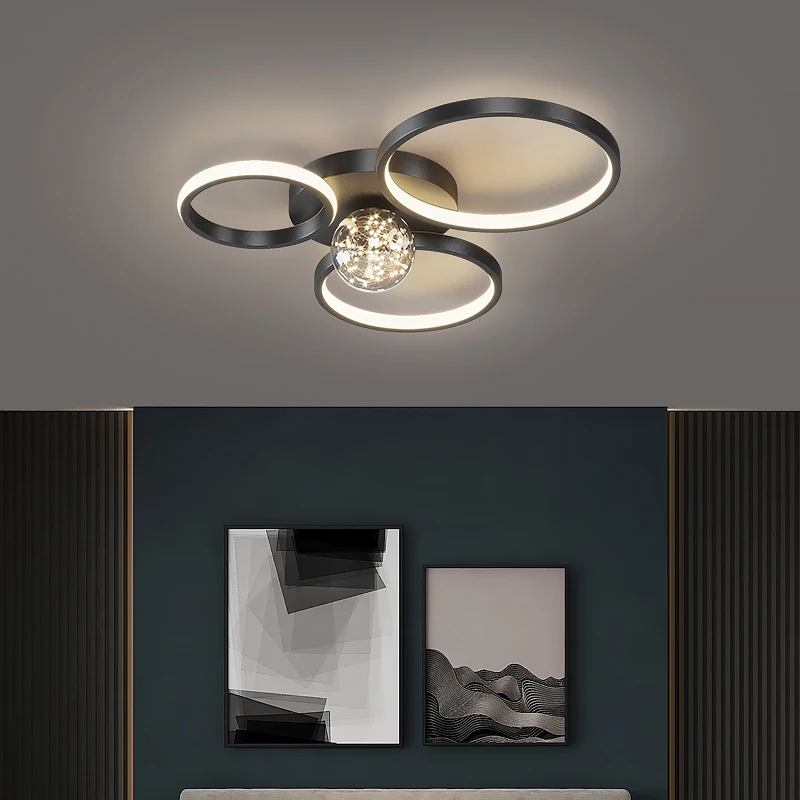 

Circle Lighting LED Ceiling lamp for Balcony Corridor Modern Aisle light Ceiling light Balck&Gold Chandelier Luminaires 32W