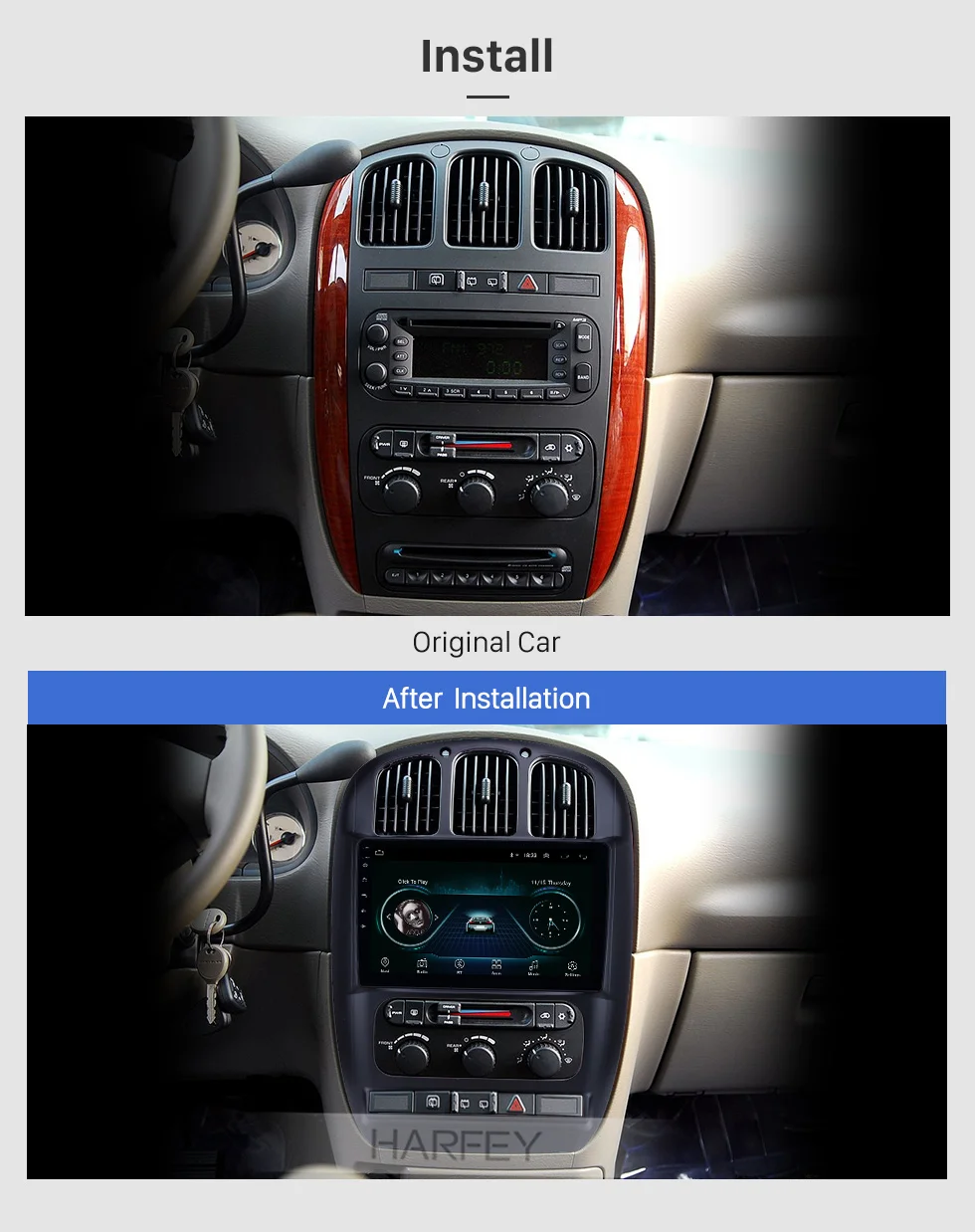 Harfey 10,1 дюймов Android 9,1 gps автомобильный радиоприемник для Chrysler Пасифика 2006-2012 с HD сенсорным экраном Поддержка Carplay резервная камера