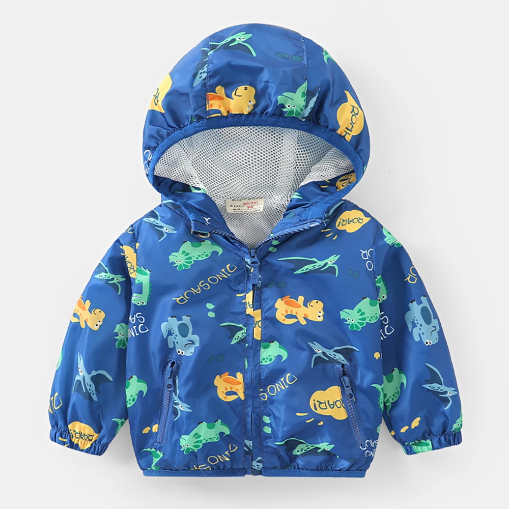 

Toddler Children Jackets Autumn Spring Clothes Kids Outerwear Coats Baby Boys Cartoon Pattern Hooded Jacket Windbreaker