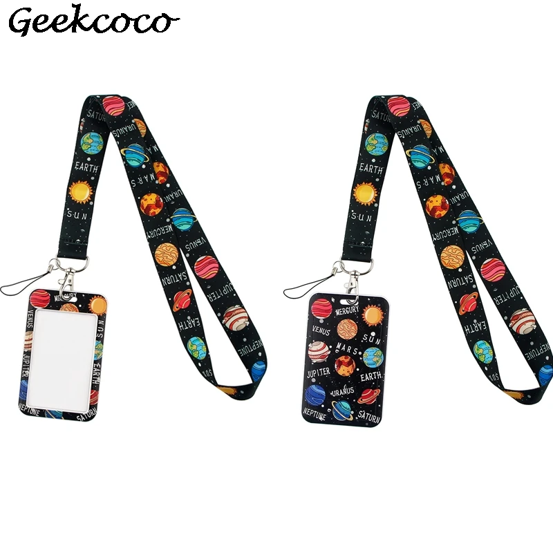 

20 шт./лот J2175 мультфильм планеты шнурки брелок для ключей со значком ID мобильный телефон Веревка Дети подарков шнурки с держателем для карт ч...