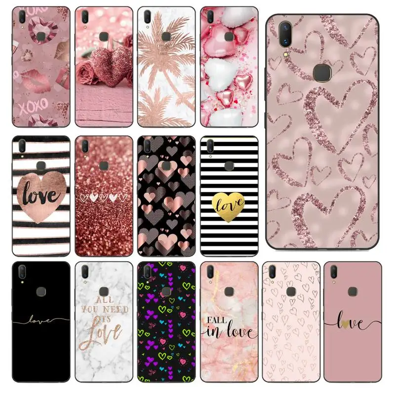 

Yinuoda Gold Rose Love heart Phone Case for vivo Y91C Y11 17 19 53 81 31 91 for Oppo a9 2020