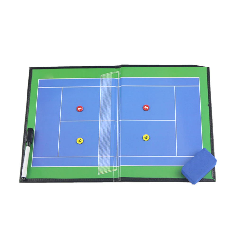 

With Pen Tennis Accessories Training Magnetic Board Folding Coaching Faux Leather Competition Erasable Teachers Portable Coaches