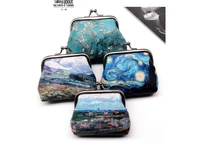 4pcslot van gogh bag starry night printing coin purse impressionism oil painting pattern purse