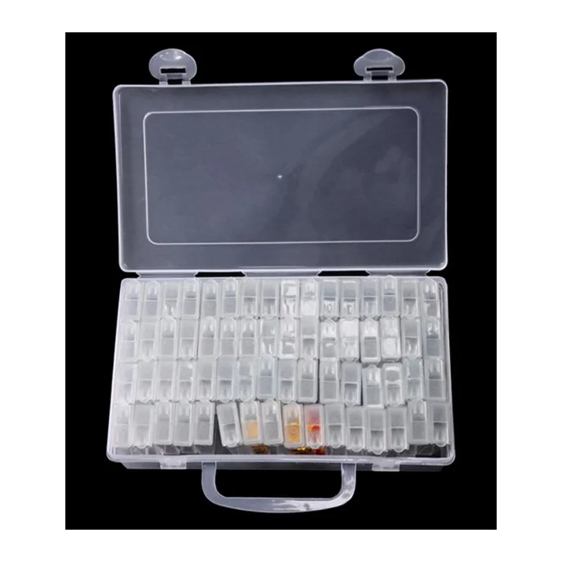 

64 искусственных полосок для ногтей, прозрачный контейнер, чехол, аксессуары для алмазной живописи, коробка для хранения бусин с вышивкой