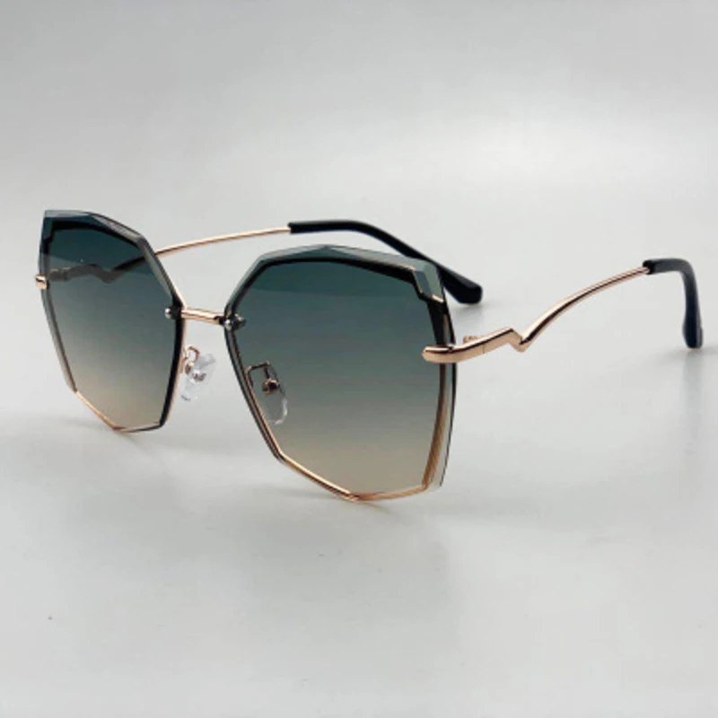 

fashion trend square gradient sunglasses women luxury brand ocean lens sun glasses frameless triming retro metal glasses UV400
