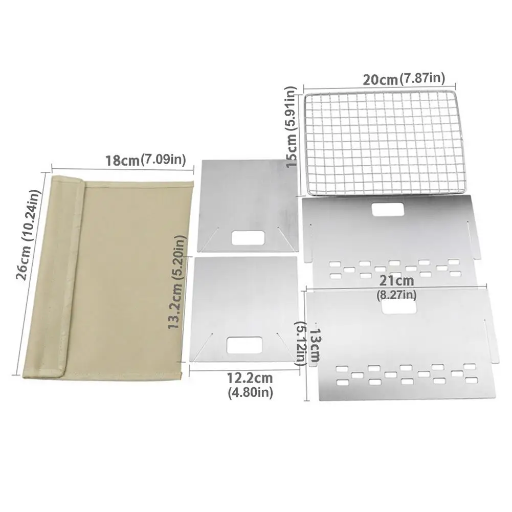 Складной портативный гриль для барбекю из нержавеющей стали карманный