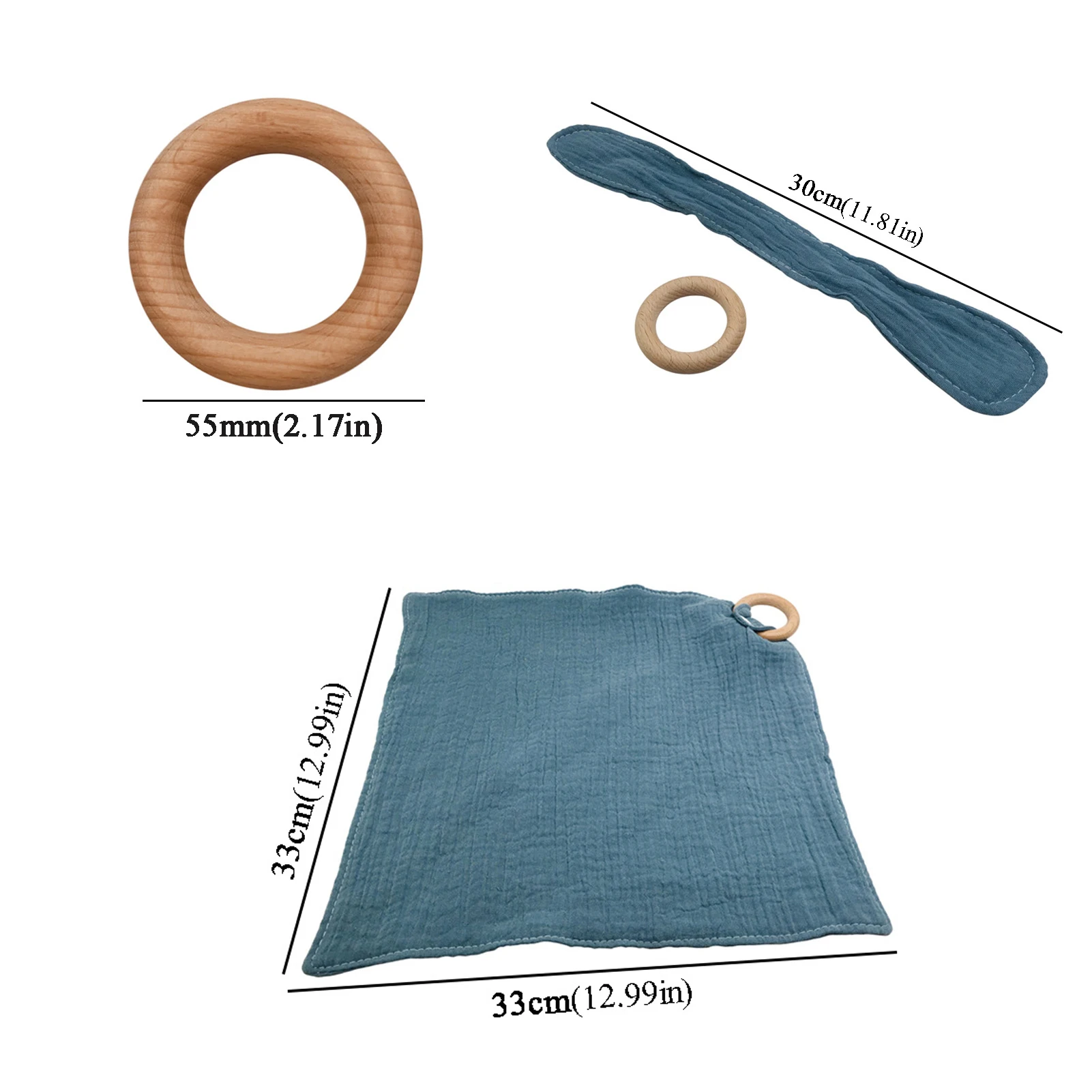 

Baby Cotton Bibs Beech Wooden Ring Pacifier Rabbit Bunny Ear Teether Saliva Towel Teething Chewing Soother Molar Kit Infant Toy