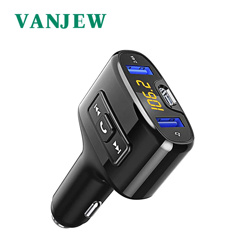 Автомобильные аксессуары VANJEW C52 с Bluetooth-передатчиком FM, плеером Mp3, быстрой зарядкой TYPE-C, аудио и двумя USB.