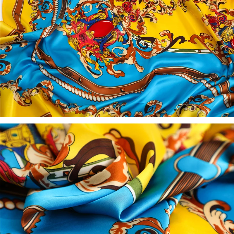 

New 135*135cm Square Silk Scarf Women Fashion Print Scarves Lady Hair Band Female Bandana Shawl Head Wraps 2021