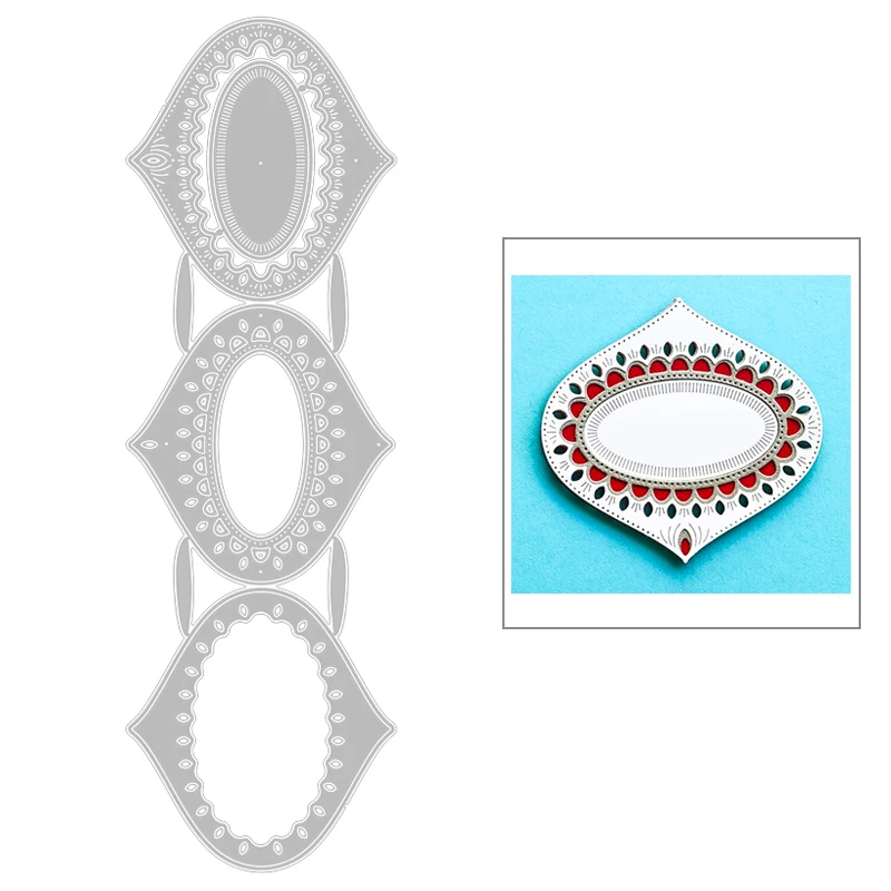 

Новинка 2020, металлические Вырубные штампы с овальным узором для «сделай сам», вырезанные края, многослойные кружевные карточки, бумажные Ал...