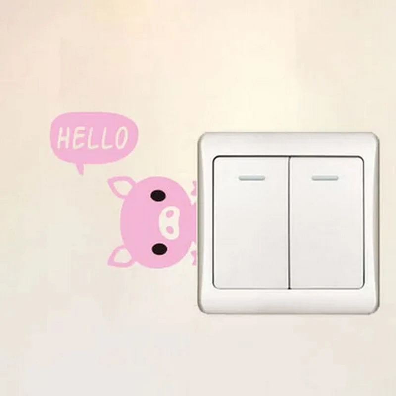 

1PCS Cartoon Hello Pig Switch Stickers Mini Vinyl Decal Wallpaper Stickers For Kids Bedroom Door Decoration