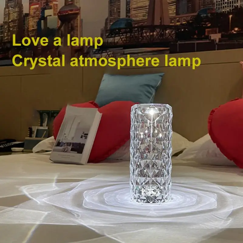 

Алмазная Сенсорная лампа, ночник с USB-зарядкой, Хрустальная настольная лампа для гостиной, спальни, Рождественское украшение для дома
