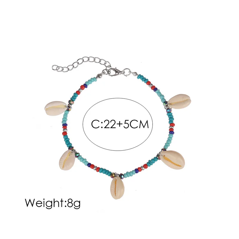 Sindlan Ethnic Colorful Beads Natural Shell Foot Bracelet for Women Bohemia Ankle Barefoot Leg Anklet Chain Jewelry Enkelband | Украшения и